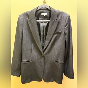 Calvin Klein Women's Gray Stretch Denim Single-Button Blazer Size 14